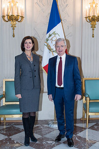 Claude Bartolone, Président de l’Assemblée nationale et Laura Boldrini, Présidente de la Chambre des députés italienne