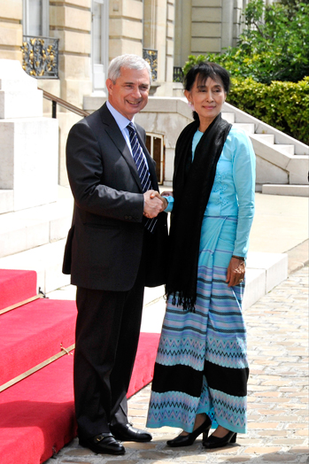 Réception de Mme Aung San Suu Kyi, députée de la République de l'Union de Birmanie, Prix Nobel de la Paix.  Jeudi 28 Juin 2012